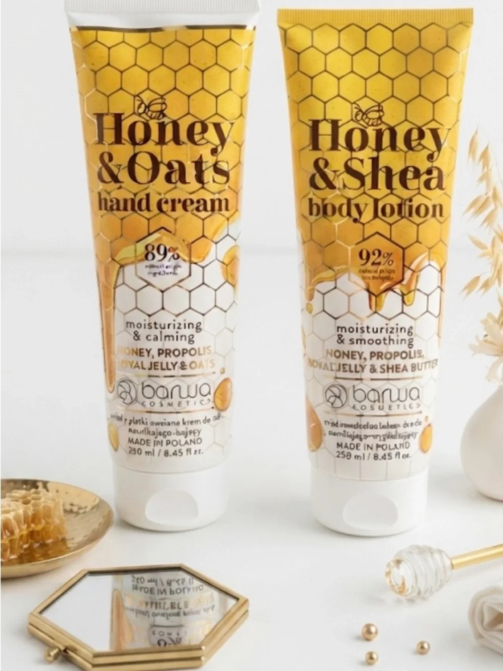 Honey & Shea Body Lotion & Honey & Oats Hand Cream 250/8.45 fl.oz Made in Poland